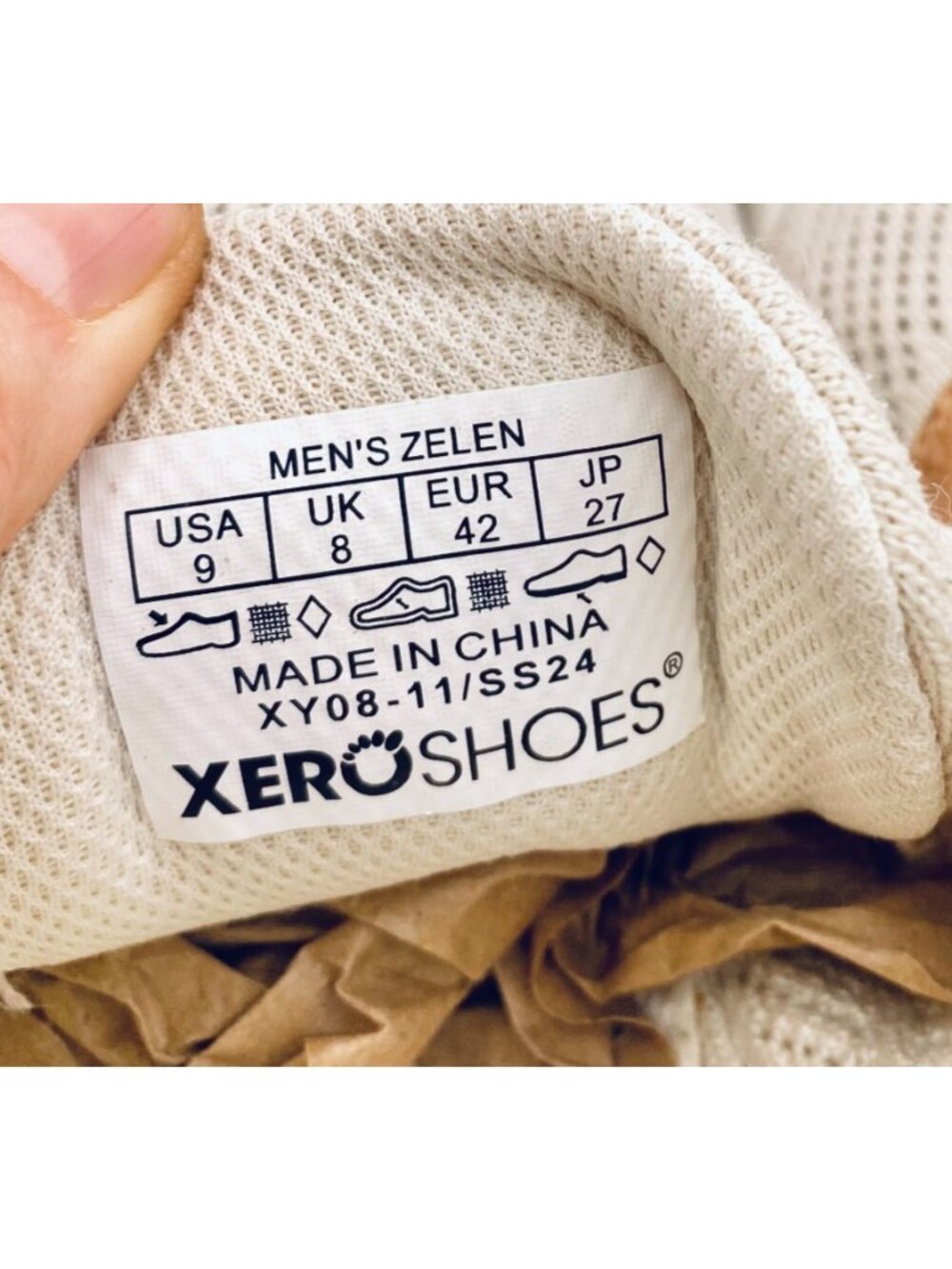 Xero Barefoot Shoes Mens 9 Beige Mesh Zero Drop Zelen Sneakers Minimalist - Picture 5 of 10